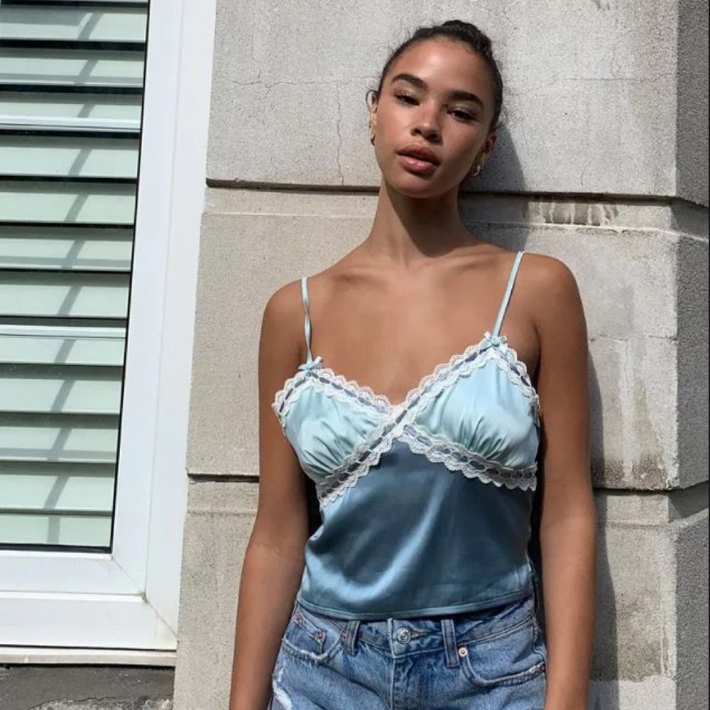 Urban Outfitters Sylvie Satin & Lace Trim Cami